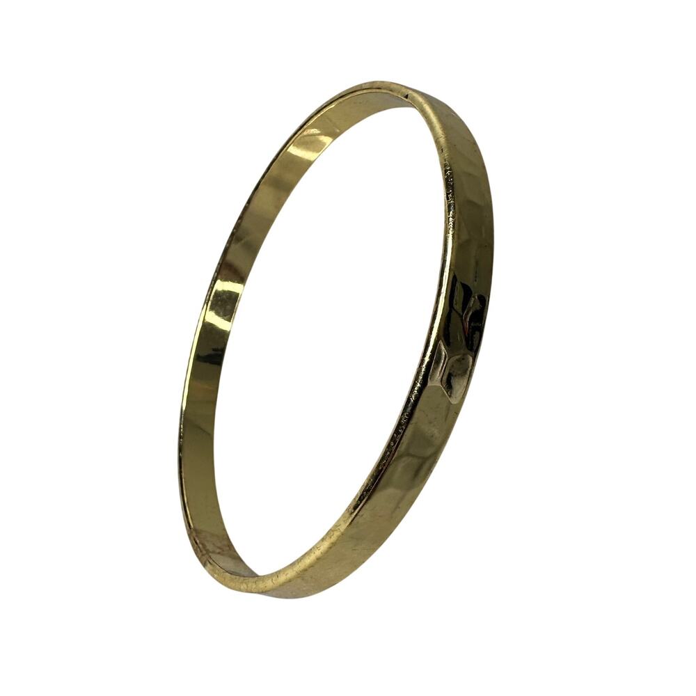 Minimal Gold Tone Bangle Bracelet Hammered Stackable Simple Chic
